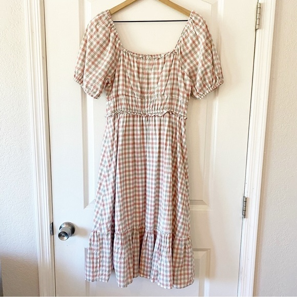 VERY J Plaid Midi Dress Size Large Cottagecore Easter - Picture 6 of 10